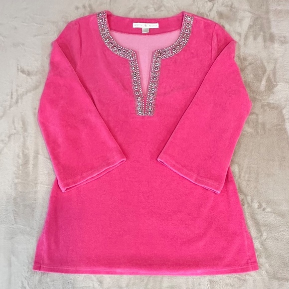 Boston Proper Pink Sparkle Terry Cloth Tunic/Dress - Picture 1 of 4